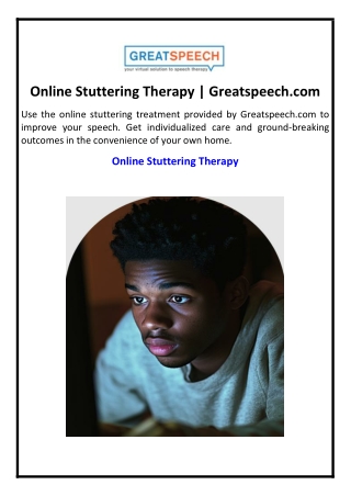 Online Stuttering Therapy | Greatspeech.com