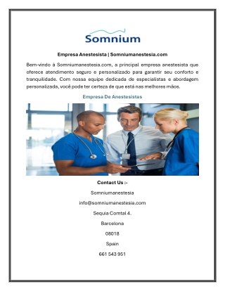 Empresa Anestesista  Somniumanestesia.com