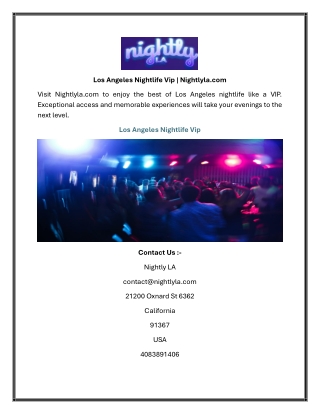 Los Angeles Nightlife Vip  Nightlyla.com