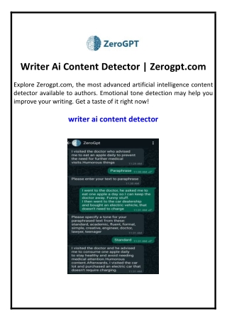 Writer Ai Content Detector | Zerogpt.com