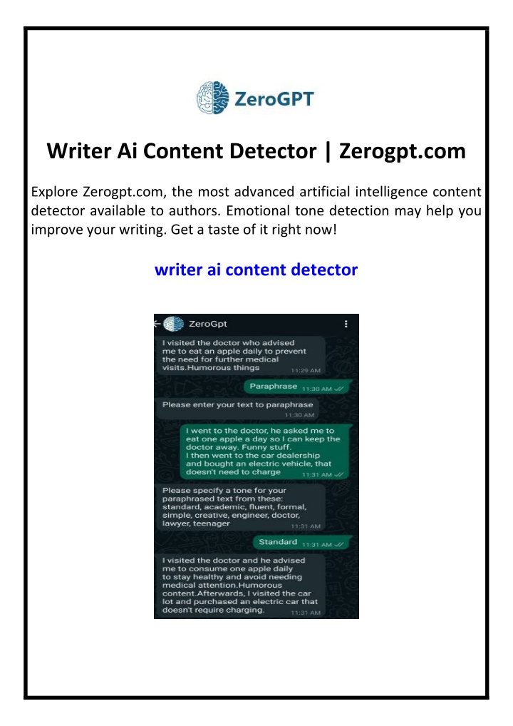 writer ai content detector zerogpt com