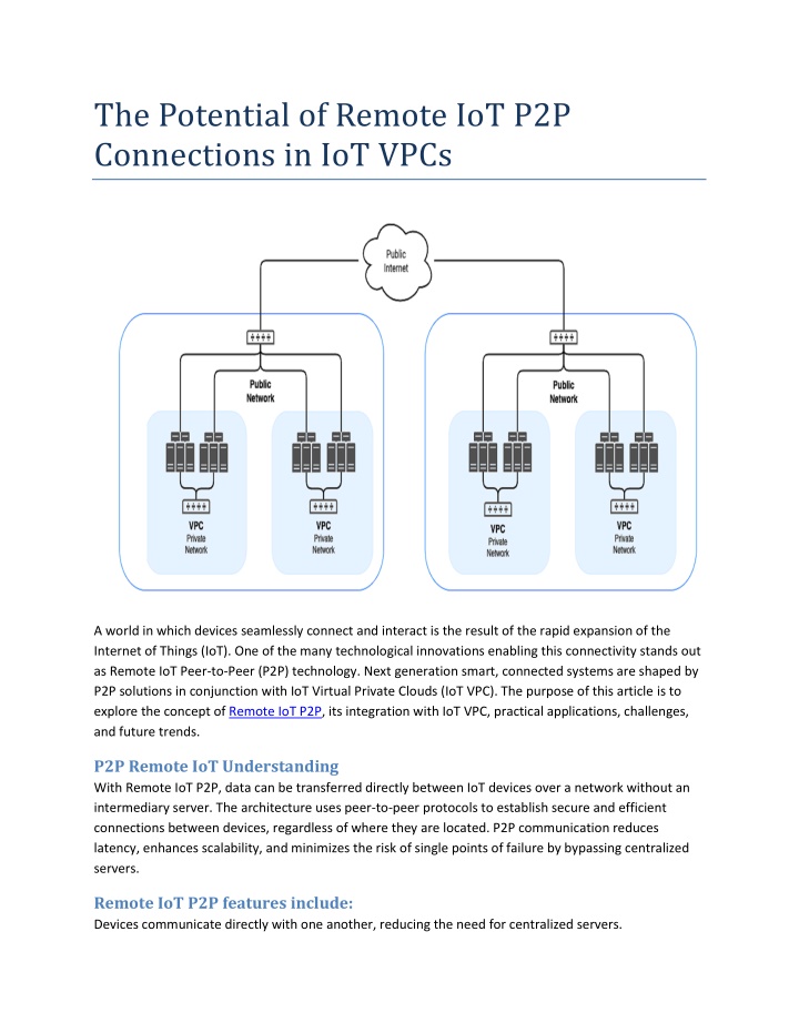 the potential of remote iot p2p connections