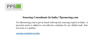 Sourcing Consultants In India Ppsourcing.com