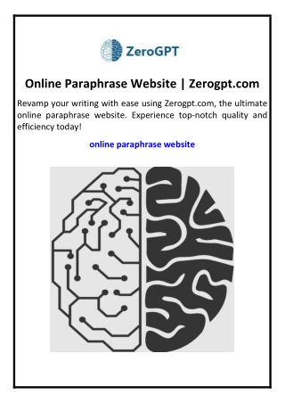 Online Paraphrase Website | Zerogpt.com