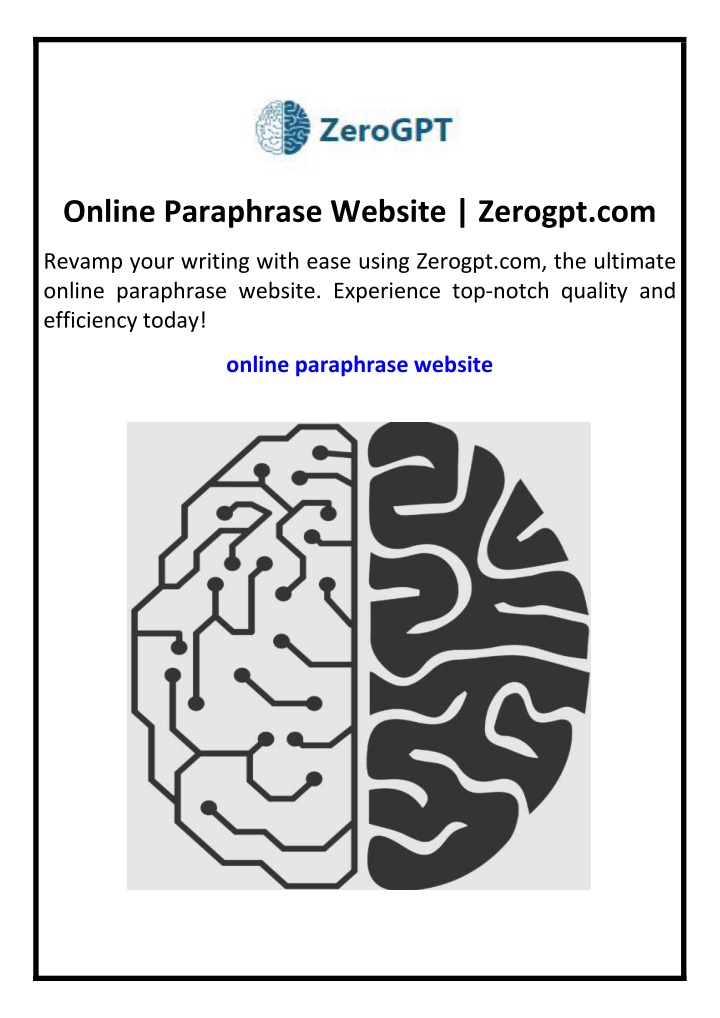 online paraphrase website zerogpt com