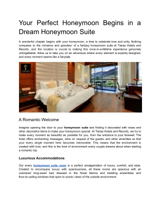 Your Perfect Honeymoon Begins in a Dream Honeymoon Suite