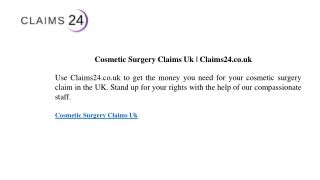 Cosmetic Surgery Claims Uk Claims24.co.uk