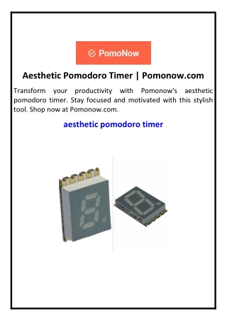 Aesthetic Pomodoro Timer | Pomonow.com