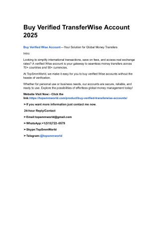 Buy Verified TransferWise Account 2025