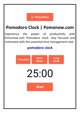 Pomodoro Clock | Pomonow.com