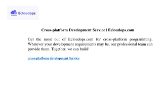 cross platform development service ecloudops com