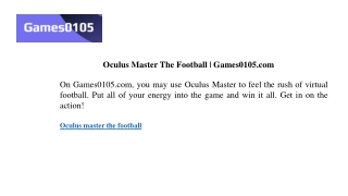 Oculus Master The Football Games0105.com