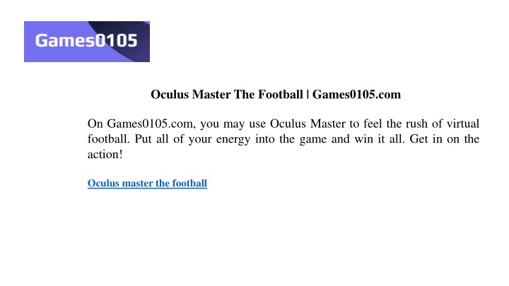 oculus master the football games0105 com