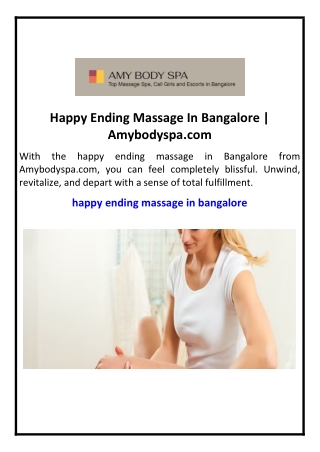 Happy Ending Massage In Bangalore | Amybodyspa.com