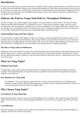 Welcome the Pattern: Nangs Tank Delivery Across Melbourne