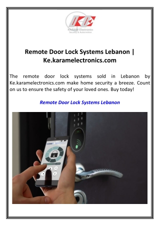 Remote Door Lock Systems Lebanon Ke.karamelectronics.com