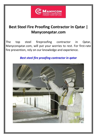 Best Steel Fire Proofing Contractor In Qatar  Manyconqatar.com