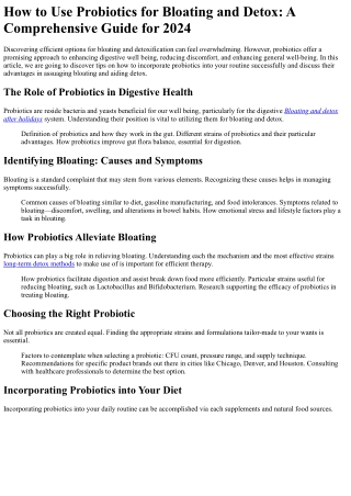 how to use probiotics for bloating and detox
