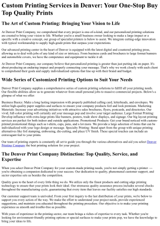 custom printing services in denver your one stop