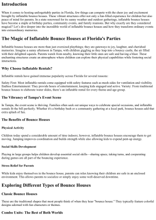 “The Magic of Inflatable Bounce Houses at Florida's Parties”