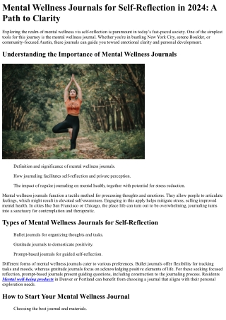 mental wellness journals for self reflection
