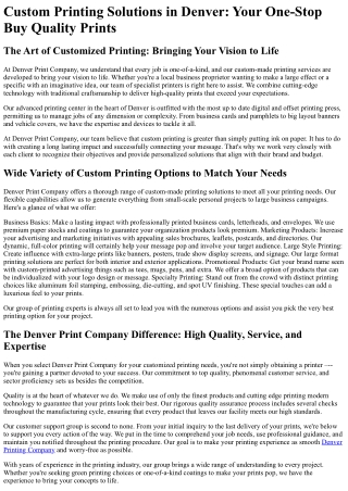 custom printing solutions in denver your one stop