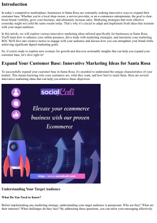 Expand Your Customer Base: Innovative Marketing Ideas for Santa Rosa