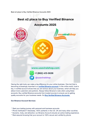 Best o2 place to Buy Verified Binance Accounts 2025
