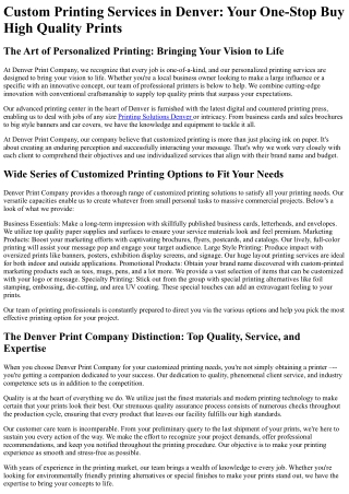 custom printing services in denver your one stop