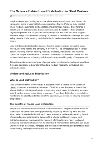 The Science Behind Load Distribution in Steel Casters