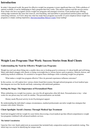 Weight Loss Programs That Work: Success Stories from Real Clients