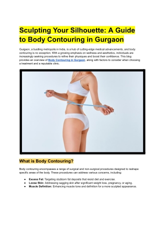 Sculpting Your Silhouette_ A Guide to Body Contouring in Gurgaon