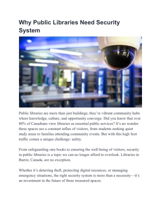 Why Public Libraries Need Security System