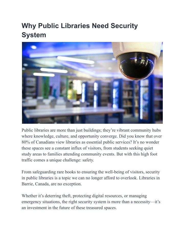 why public libraries need security system