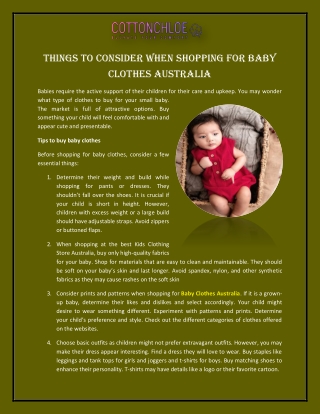 Things to Consider When Shopping for Baby Clothes Australia