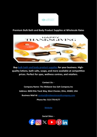 Premium Bulk Bath and Body Product Supplies at Wholesale Rates