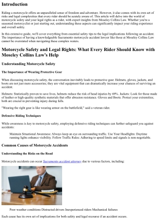 Motorcycle Safety and Legal Rights: What Every Rider Should Know with Moseley Co