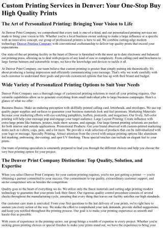 custom printing services in denver your one stop