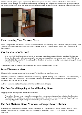 The Best Mattress Stores Near You: A Comprehensive Review