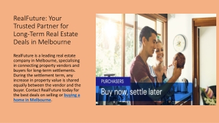 RealFuture Your Trusted Partner for Long-Term Real Estate Deals in Melbourne