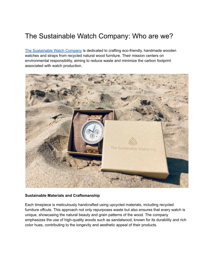 the sustainable watch company who are we