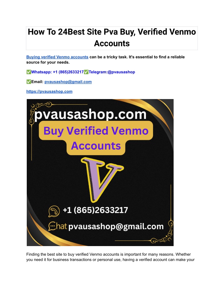 how to 24best site pva buy verified venmo accounts