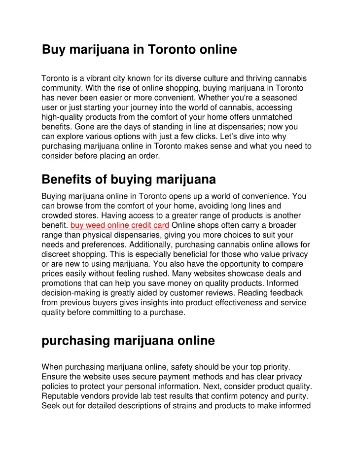 buy marijuana in toronto online toronto