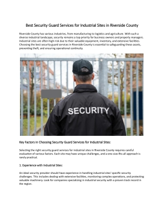 Best Security Guard Services for Industrial Sites in Riverside County