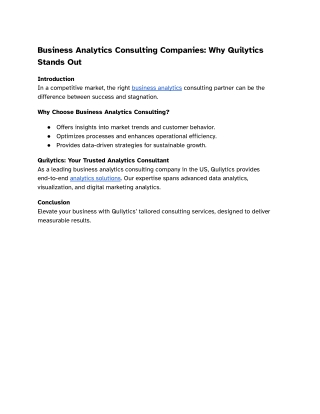 Business Analytics Consulting Companies_ Why Quilytics Stands Out