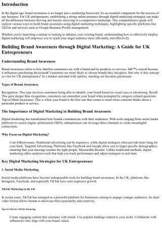 Building Brand Awareness through Digital Marketing: A Guide for UK Entrepreneurs