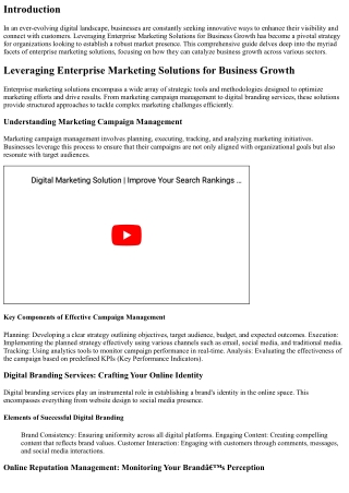 Leveraging Enterprise Marketing Solutions for Business Growth