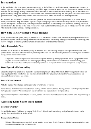 How Safe is Kelly Slater's Wave Ranch?
