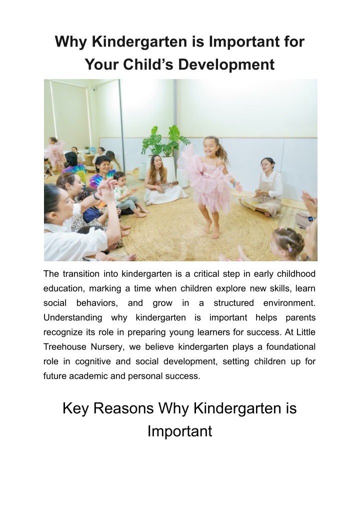 why kindergarten is important for your child