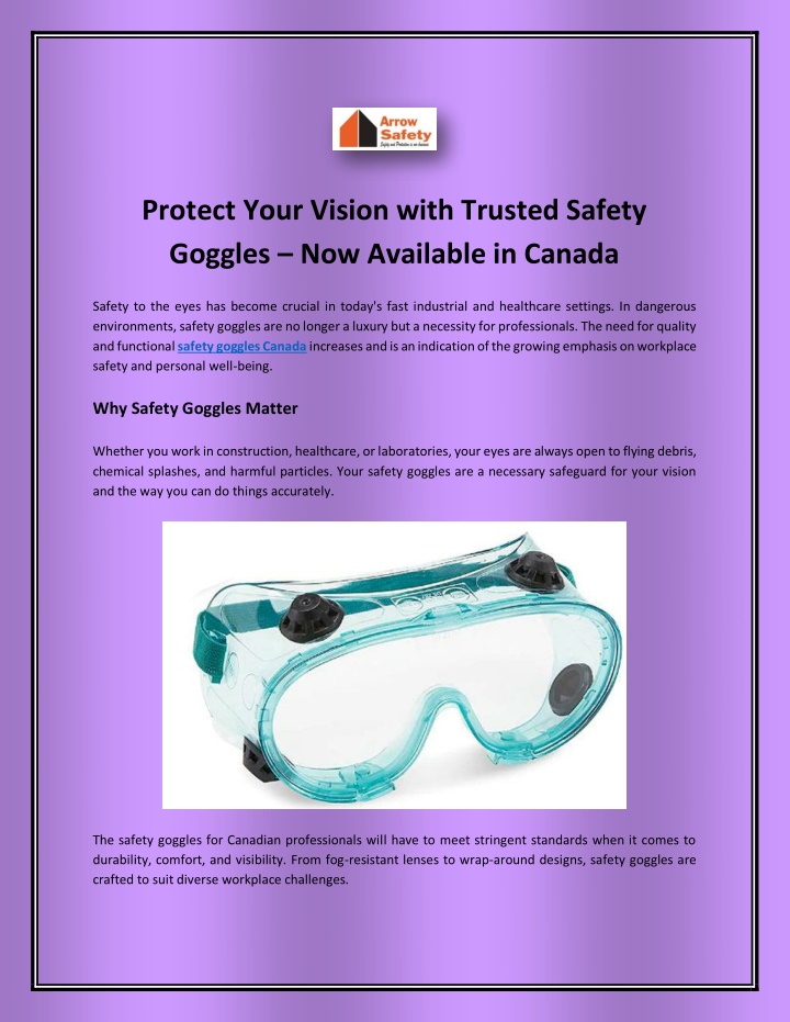 protect your vision with trusted safety goggles